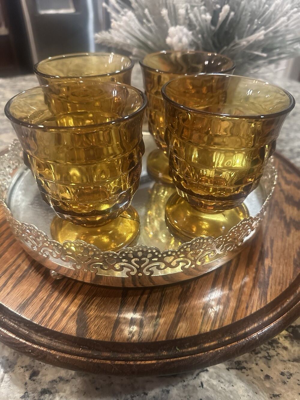 Indiana Glass Amber set of 4 Great Condition